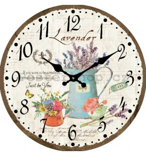 Nástěnné skleněné hodiny: Bylinky a levandule - 30 cm