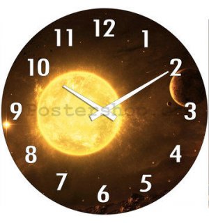 Nástěnné skleněné hodiny: Sluneční soustava - 30 cm