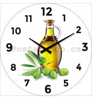 Nástěnné skleněné hodiny: Olivový olej (1) - 34 cm