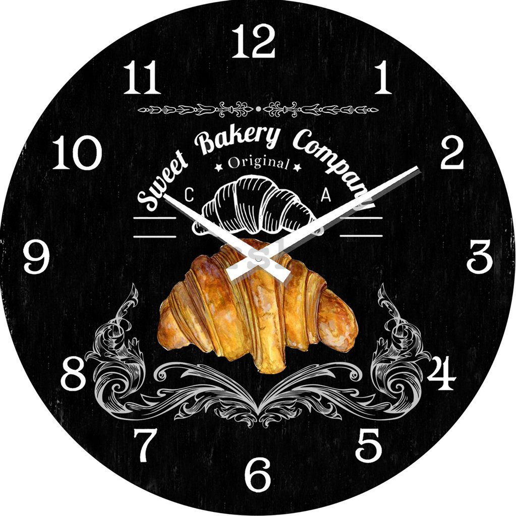 Nástěnné skleněné hodiny: Sweet Bakery Company - 30 cm