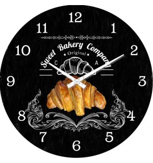 Nástěnné skleněné hodiny: Sweet Bakery Company - 30 cm