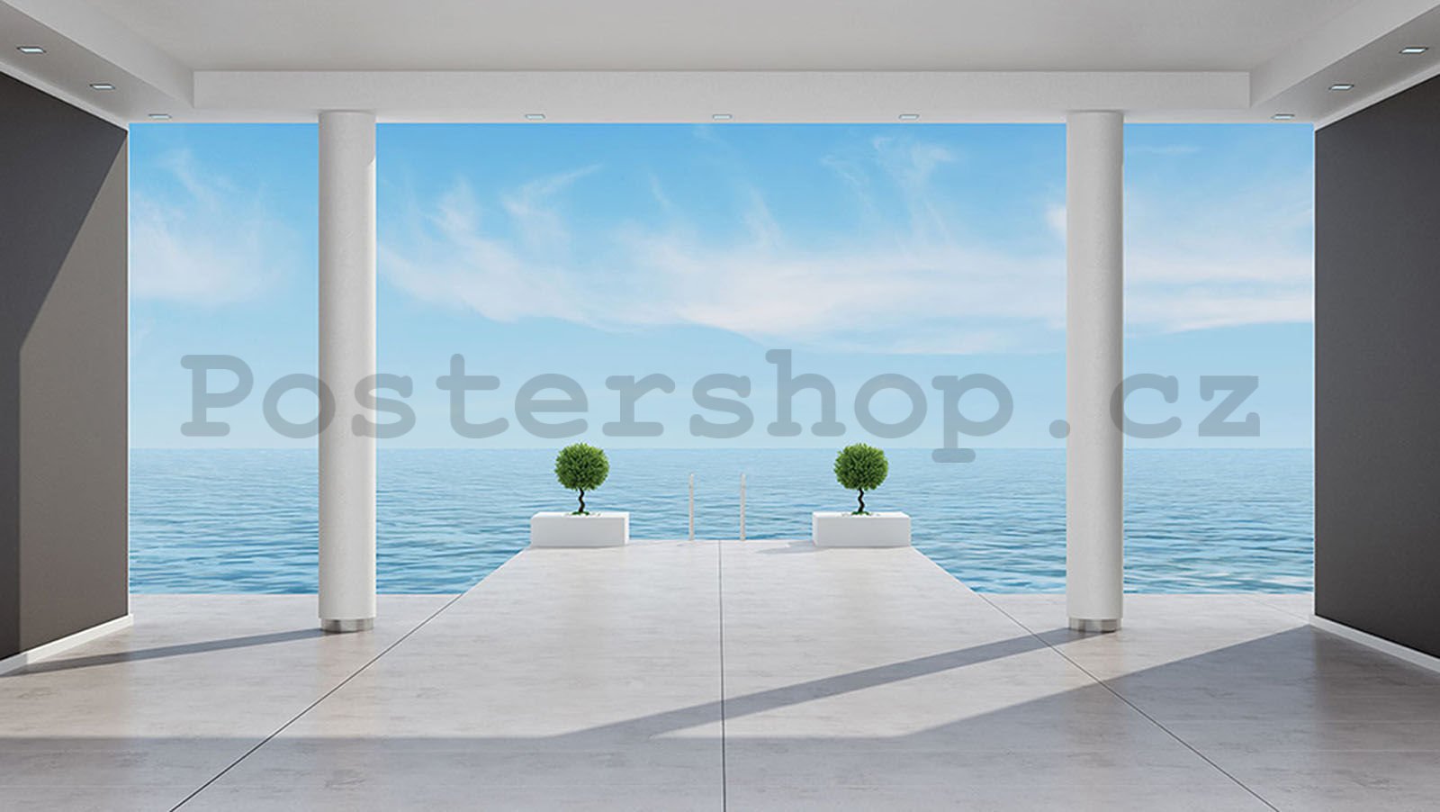 Fototapeta vliesová: Výhled na moře (terasa) - 368x254 cm