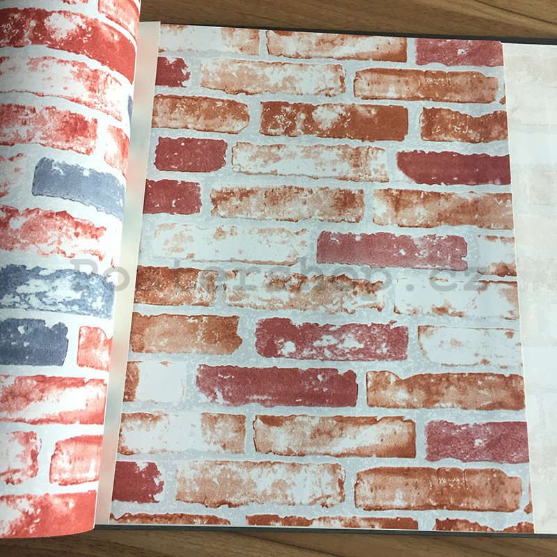 Vinylová omyvatelná tapeta cihlová stěna červeno bílá