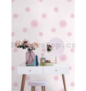 Vinylová omyvatelná tapeta drobné růžové květy na růžovém pozadí