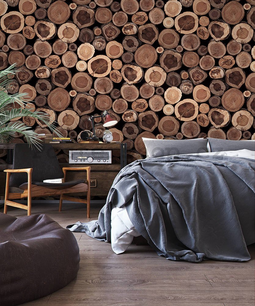 Vinylová omyvatelná tapeta dřevo kmeny stromů