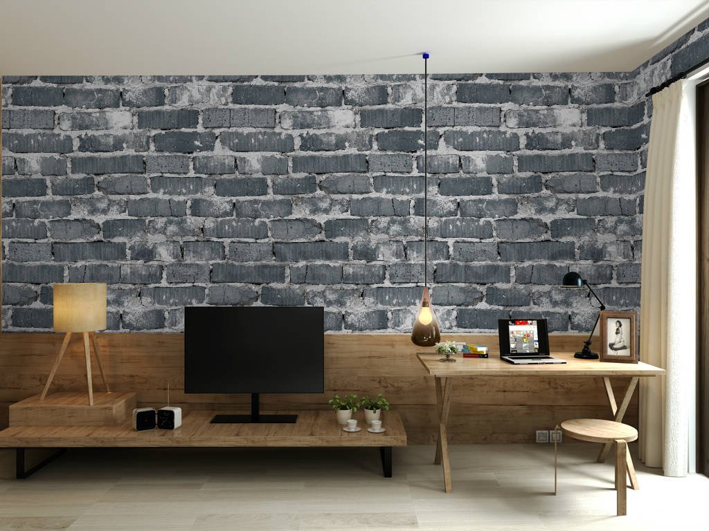 Vinylová omyvatelná tapeta cihlová stěna šedo černá (1)