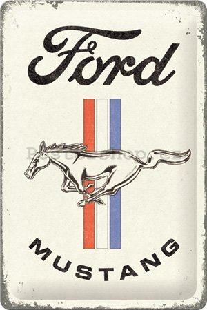 Plechová cedule: Ford Mustang (Horse & Stripes) - 20x30 cm