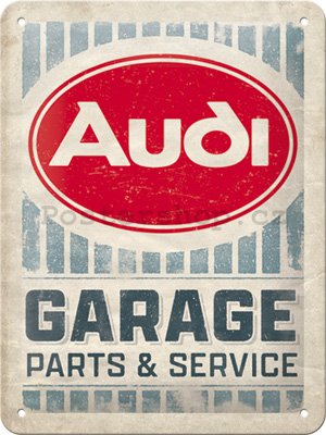 Plechová cedule: Audi (Garage Parts & Service) - 15x20 cm