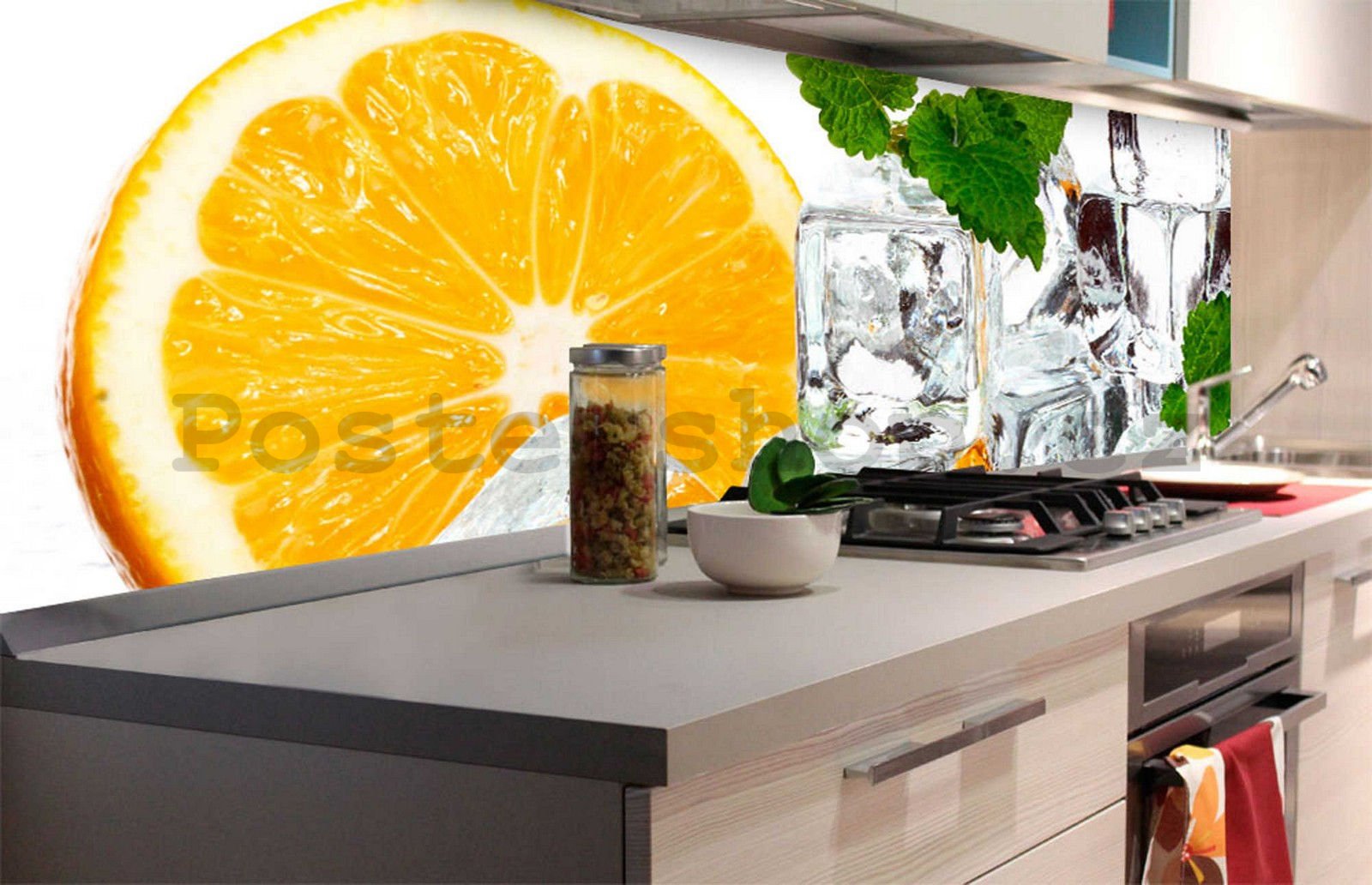 Samolepící omyvatelná fototapeta za kuchyňskou linku - Citron a led, 180x60 cm