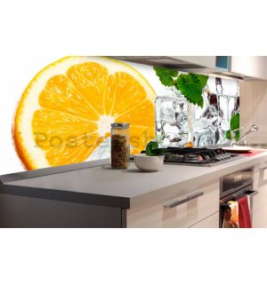 Samolepící omyvatelná fototapeta za kuchyňskou linku - Citron a led, 180x60 cm