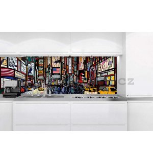 Samolepící omyvatelná fototapeta za kuchyňskou linku - Times square, 180x60 cm