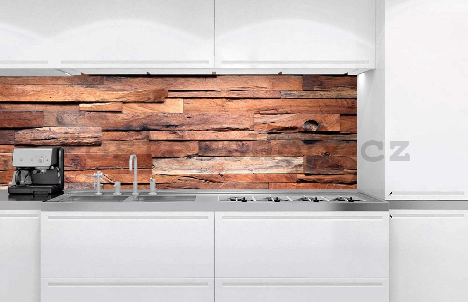 Samolepící omyvatelná tapeta za kuchyňskou linku - Dřevěná zeď, 180x60 cm