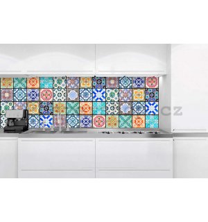 Samolepící omyvatelná tapeta za kuchyňskou linku - Dlaždice se vzory, 180x60 cm