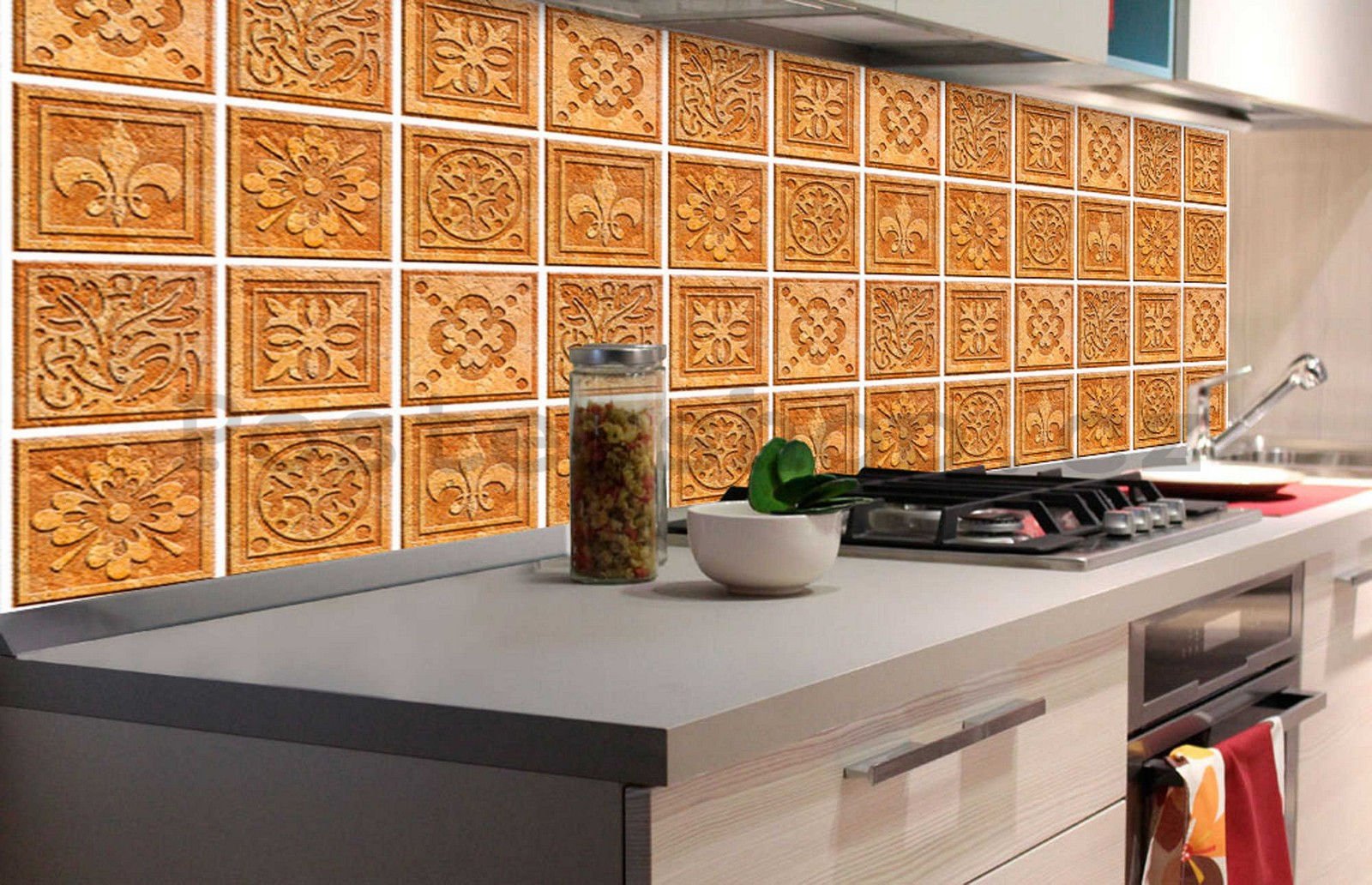 Samolepící omyvatelná tapeta za kuchyňskou linku - Žulové dlaždice, 180x60 cm