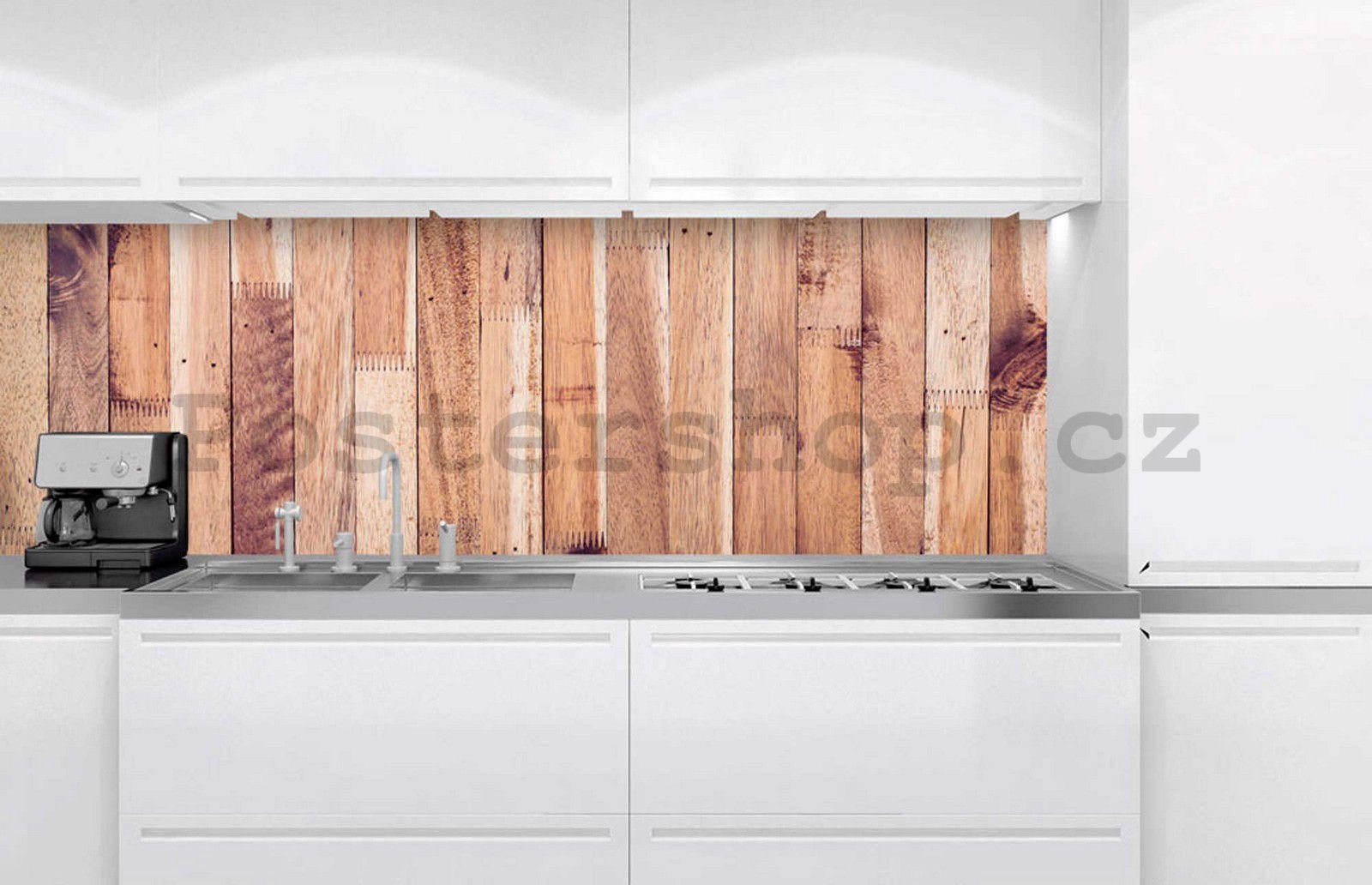 Samolepící omyvatelná tapeta za kuchyňskou linku - Dřevěná stěna, 180x60 cm