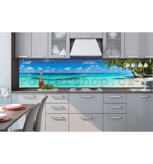 Samolepící omyvatelná tapeta za kuchyňskou linku - Pláž v ráji, 260x60 cm