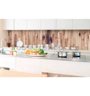 Samolepící omyvatelná tapeta za kuchyňskou linku - Dřevěná stěna, 350x60 cm