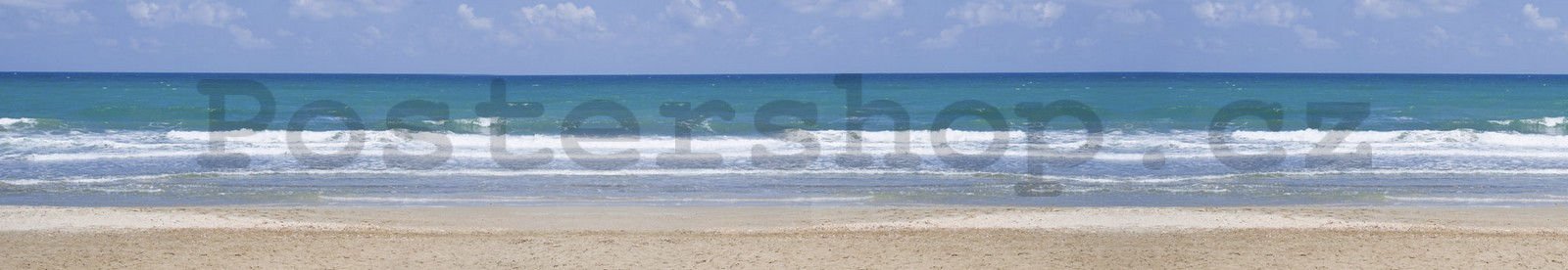 Samolepící omyvatelná tapeta za kuchyňskou linku - Vlny na pláži, 350x60 cm