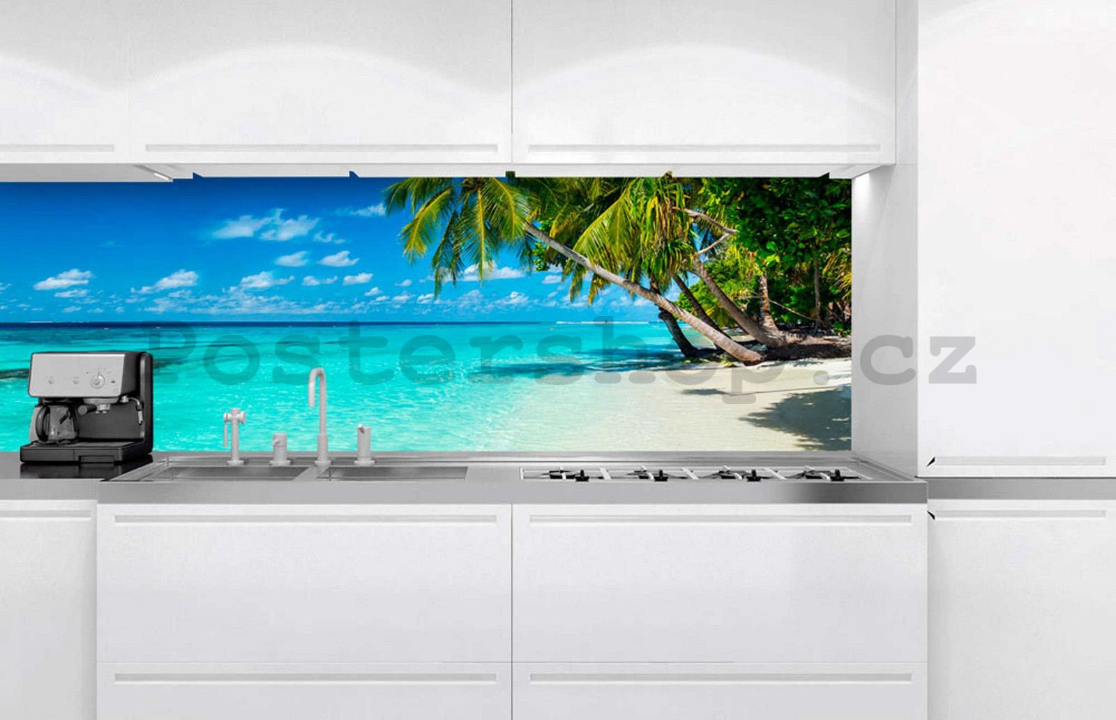 Samolepící omyvatelná tapeta za kuchyňskou linku - Pláž v ráji, 180x60 cm