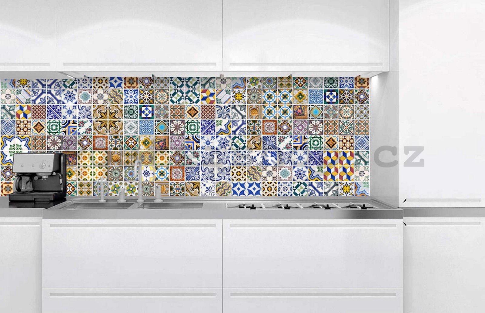 Samolepící omyvatelná tapeta za kuchyňskou linku - Portugalské dlaždice, 180x60 cm