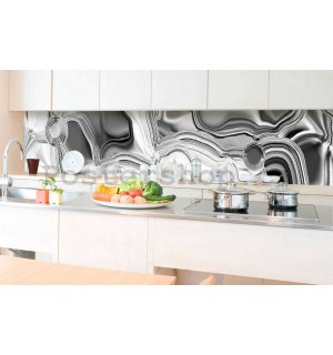 Samolepící omyvatelná tapeta za kuchyňskou linku - Tekutý stříbrný obklad, 350x60 cm