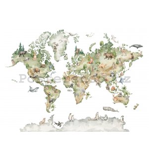 Fototapeta vliesová: Dětská tapeta zvířata světa - 368x254 cm