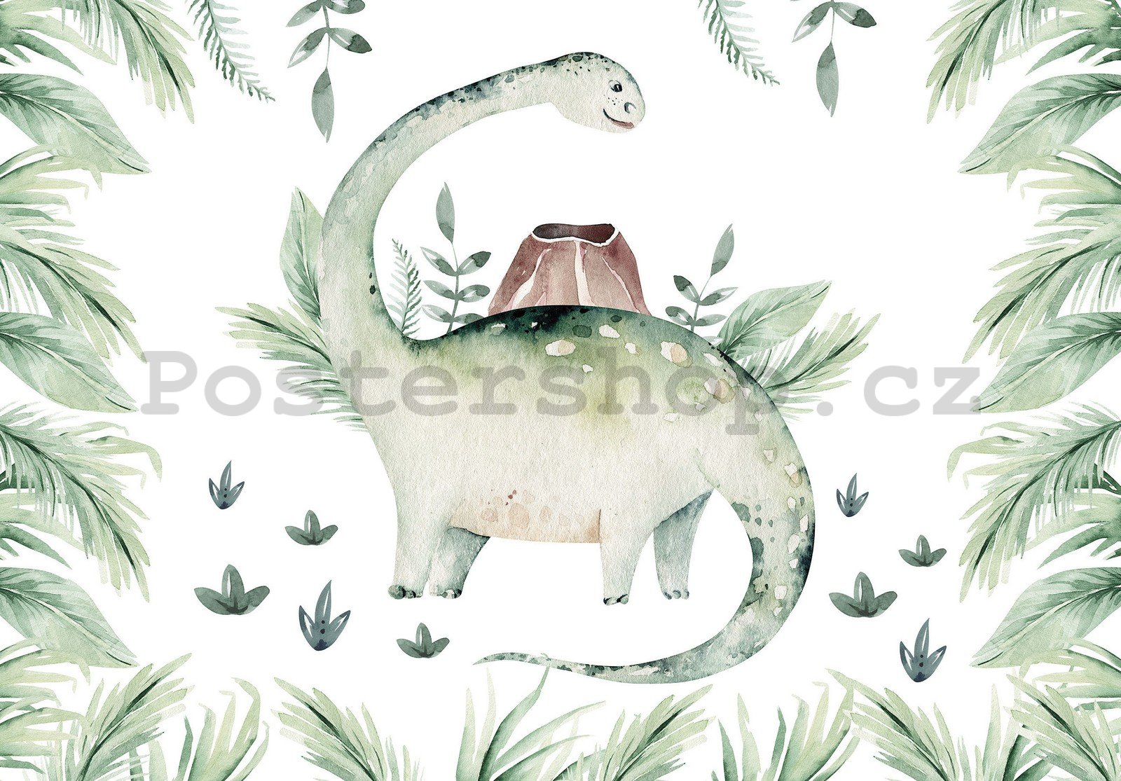 Fototapeta vliesová: Dinosaur v kapradí - 416x254 cm