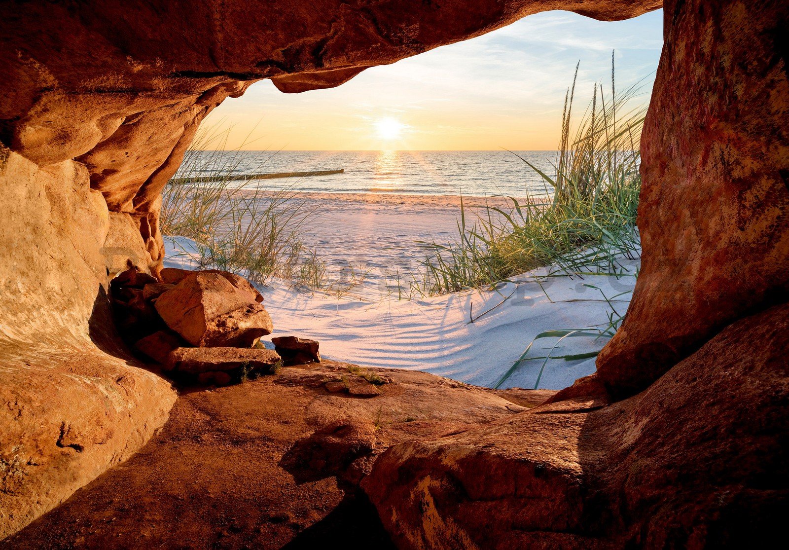 Fototapeta vliesová: Jeskyně na pláži (1) - 254x184 cm