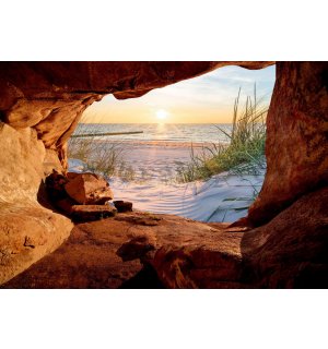 Fototapeta vliesová: Jeskyně na pláži (1) - 254x184 cm