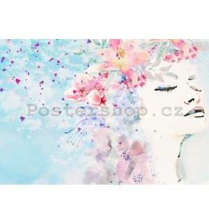Fototapeta vliesová: Žena s květinami - 254x184 cm