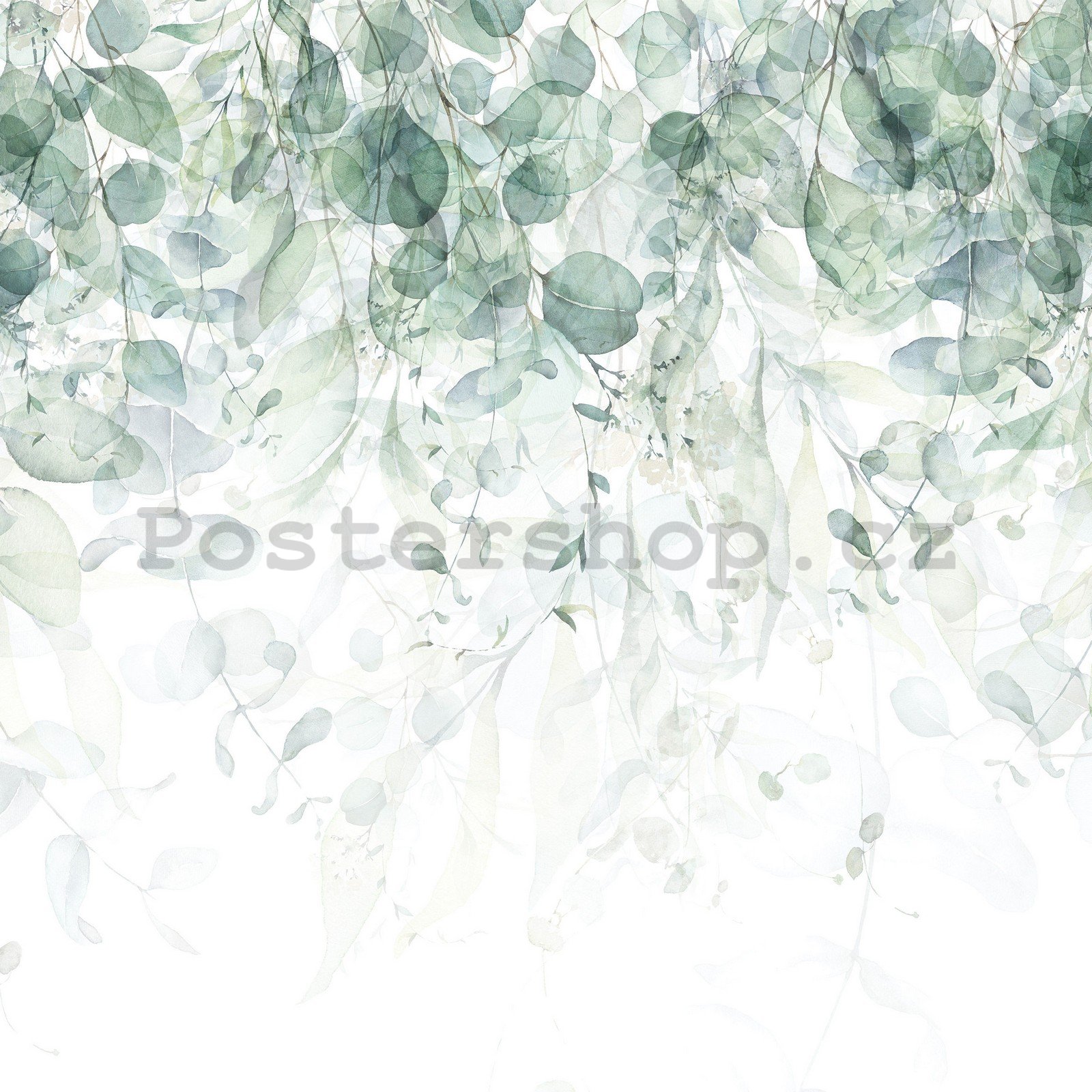 Fototapeta vliesová: Zelené malované květiny - 254x184 cm