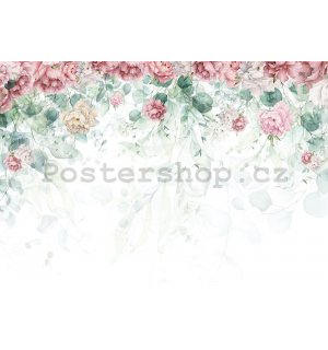 Fototapeta vliesová: Malované růže - 254x184 cm