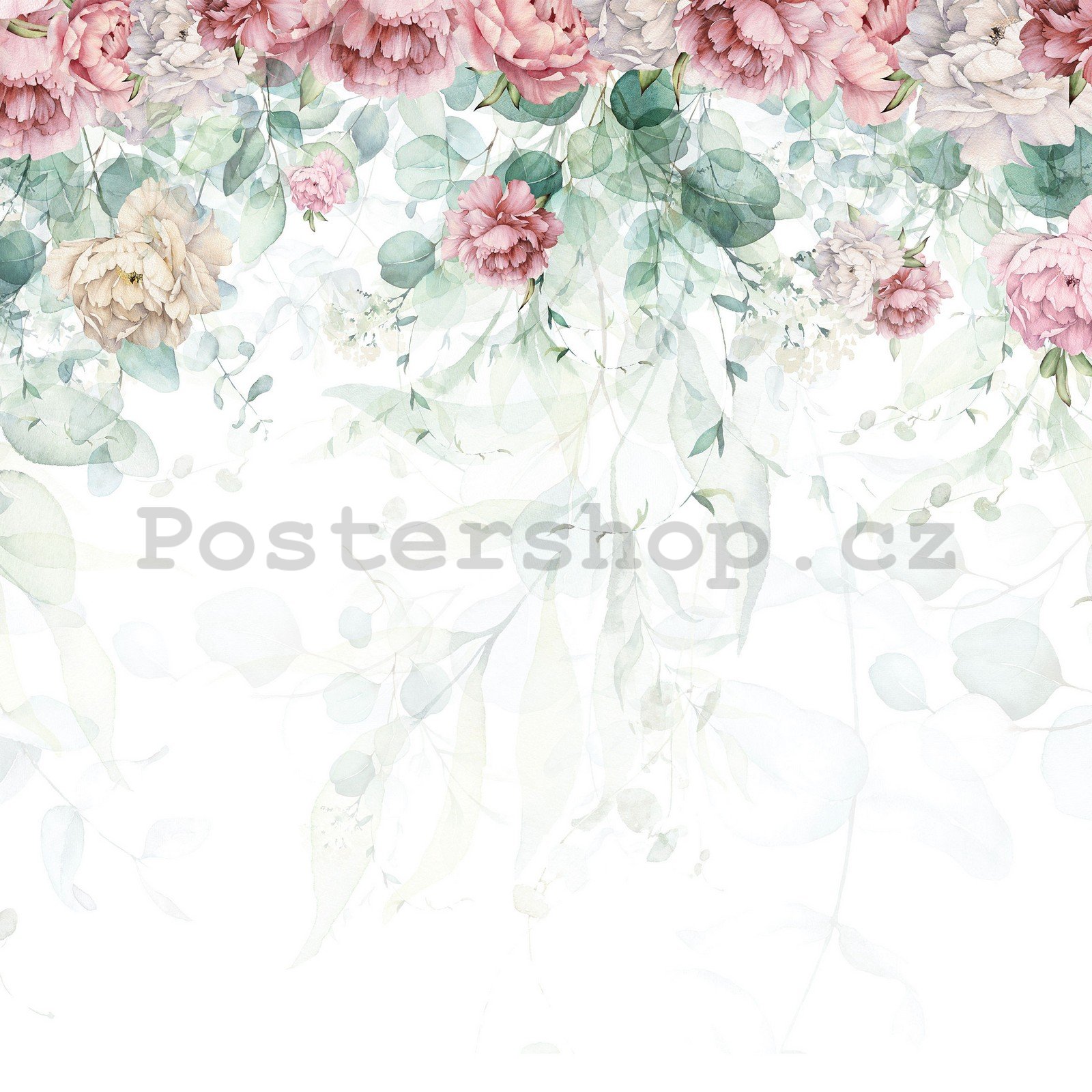 Fototapeta vliesová: Malované růže - 368x254 cm