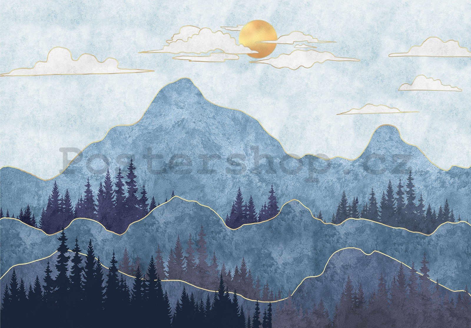 Fototapeta vliesová: Modré hory - 416x254 cm