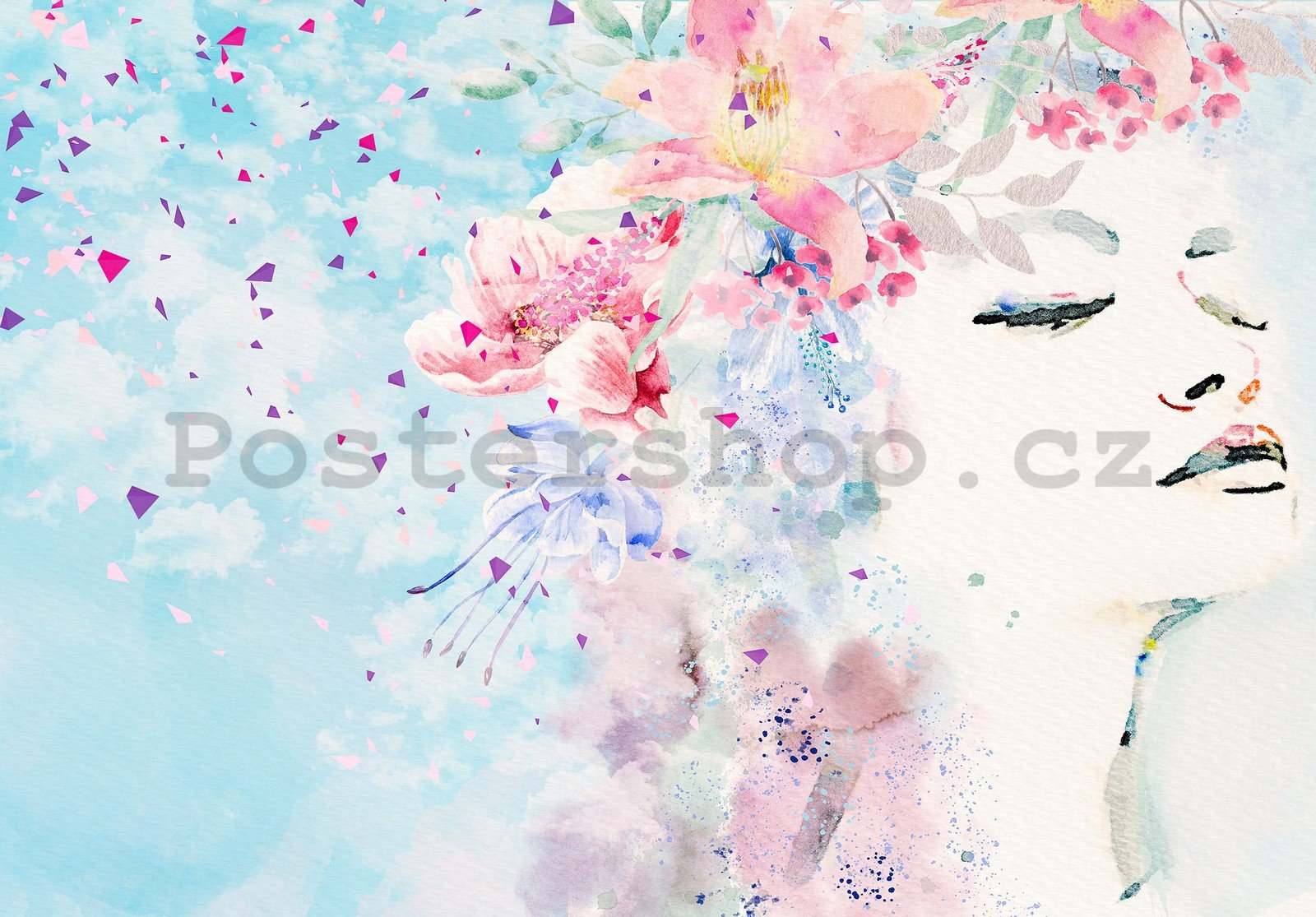 Fototapeta vliesová: Žena s květinami - 416x254 cm