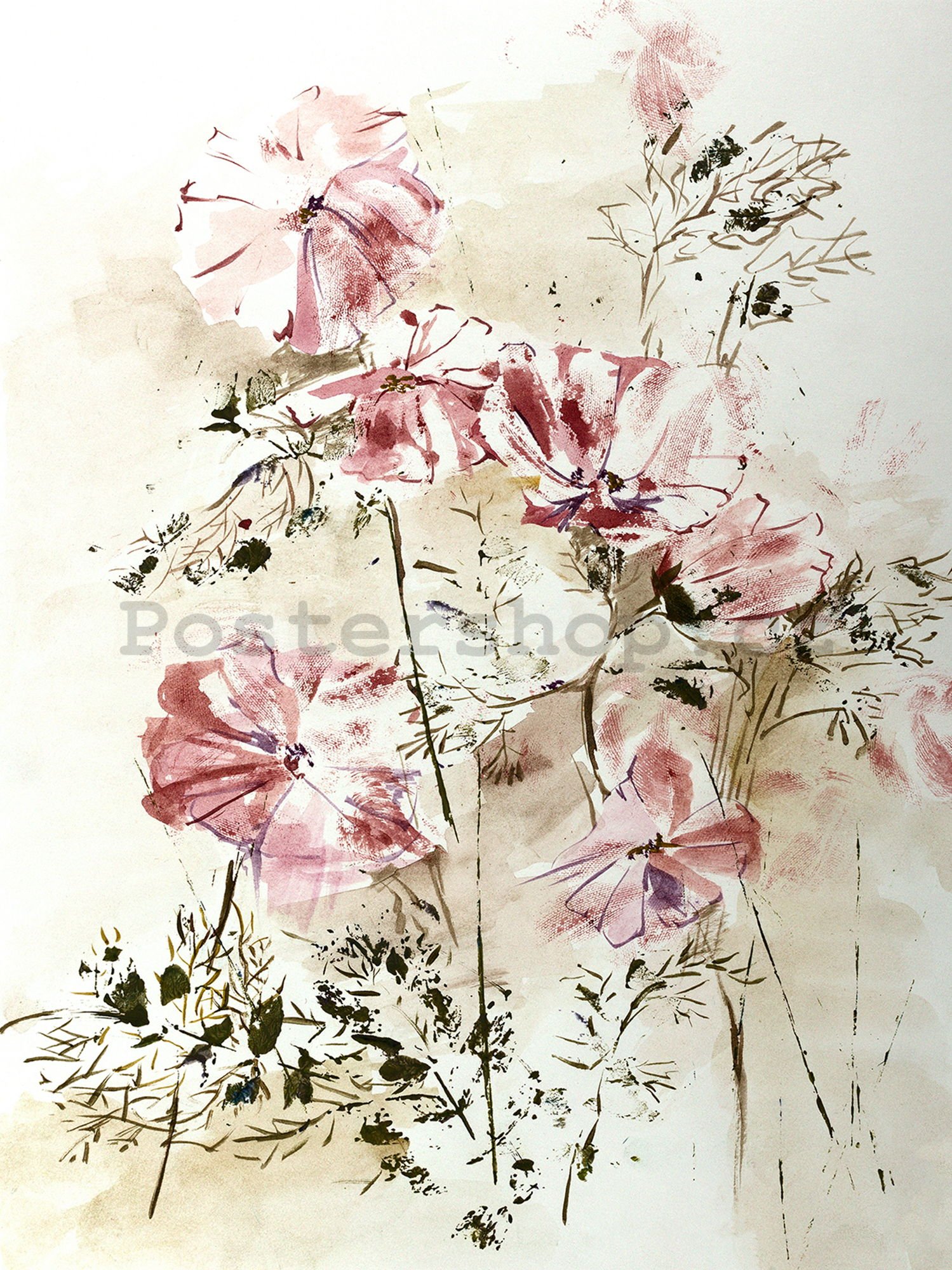 Fototapeta vliesová: Květinová malba (1) - 206x275 cm