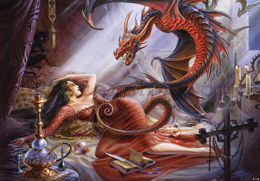 Fototapeta vliesová: Beauty and Dragon - 416x254 cm
