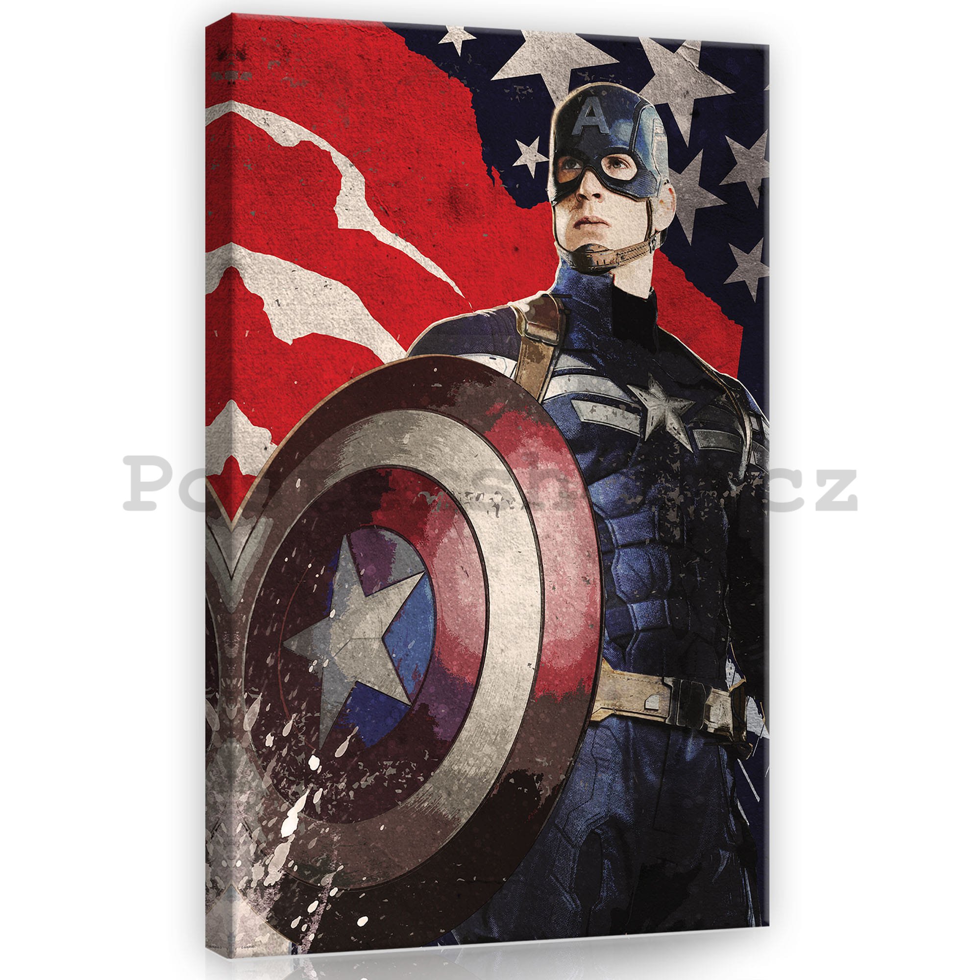 Obraz na plátně: Captain America (Vlajka) - 40x60 cm