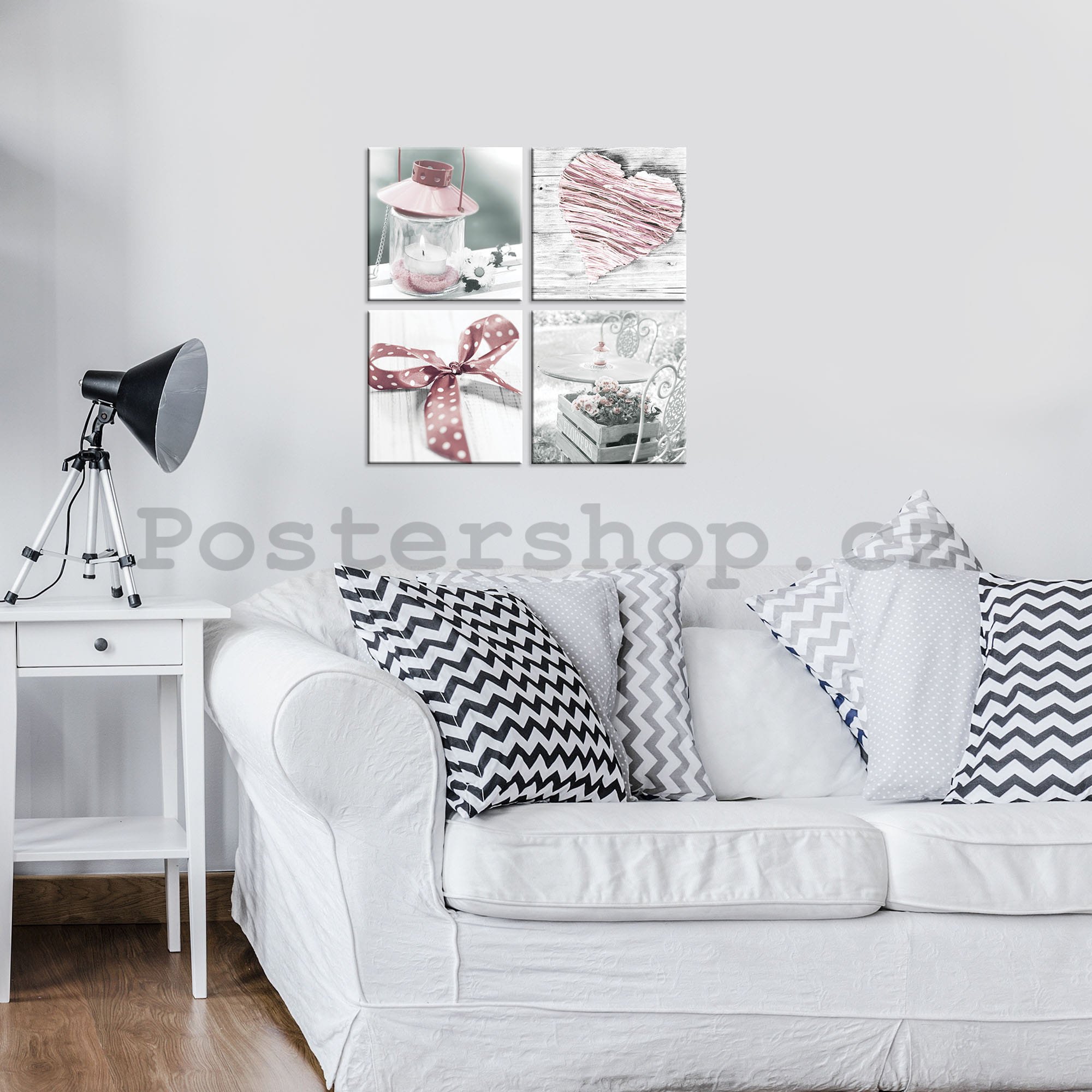 Obraz na plátně: Růžové zátiší (3) - set 4ks 25x25cm