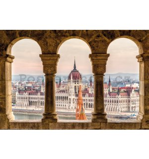 Plakát: Pohled na Maďarský parlament, Budapešť