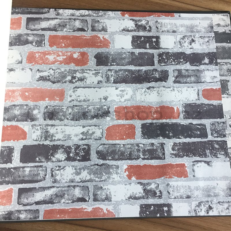 Vinylová omyvatelná tapeta cihlová stěna červeno černá