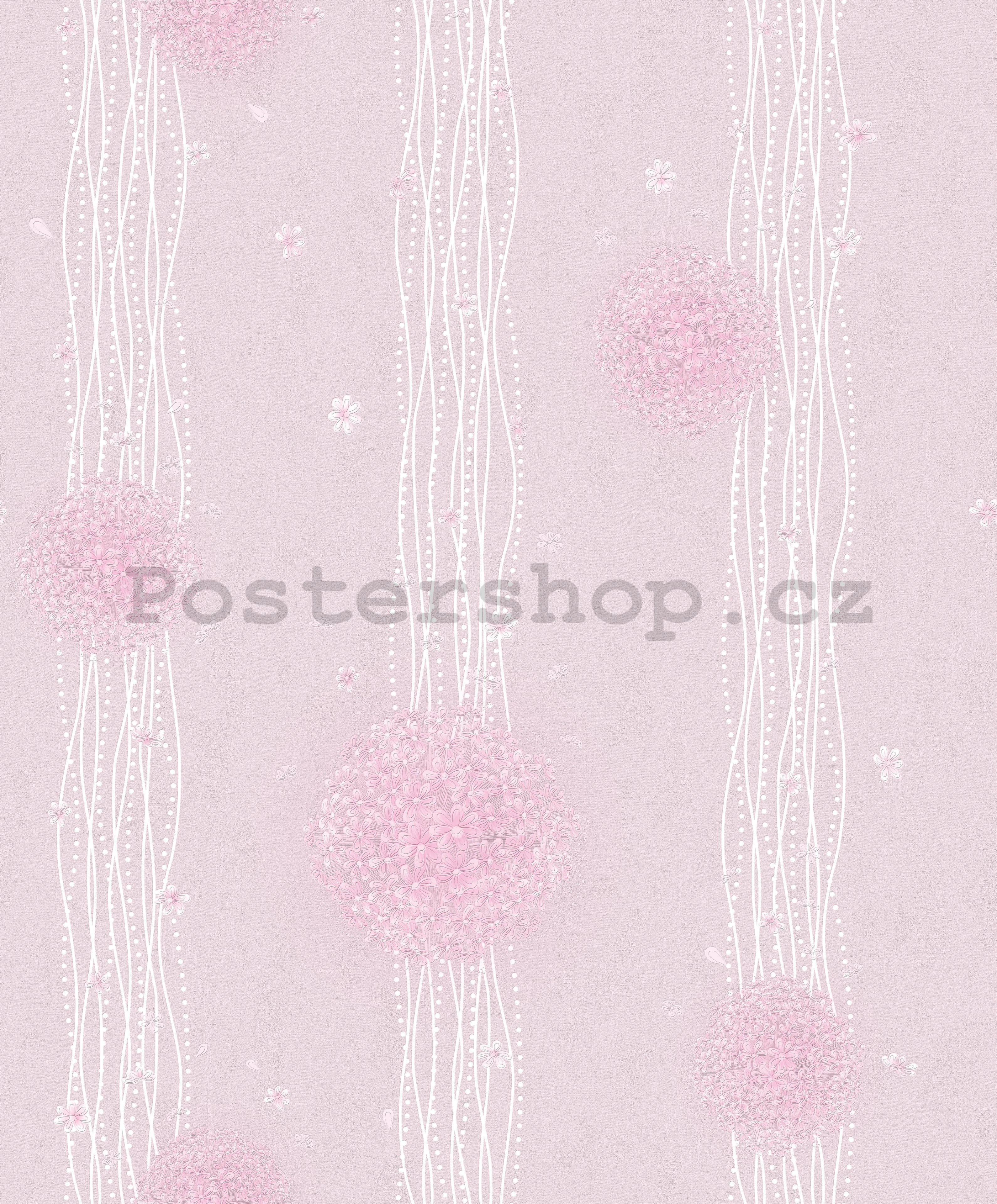 Vinylová omyvatelná tapeta drobné růžové květy na růžovém pozadí