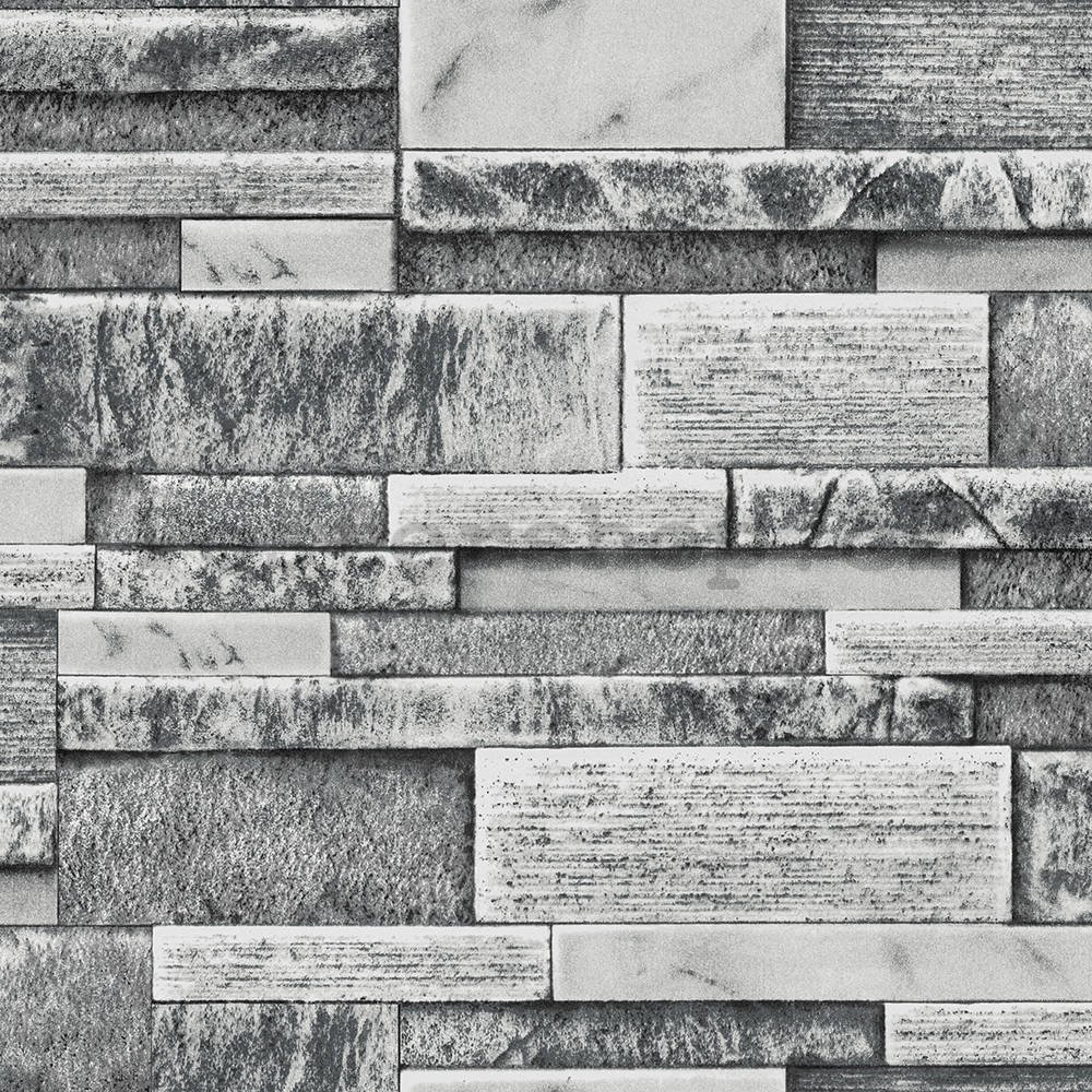 Vinylová omyvatelná tapeta kamenná stěna šedé odstíny (3)