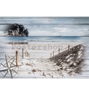 Fototapeta vliesová: Pláž na pohlednici - 368x254 cm
