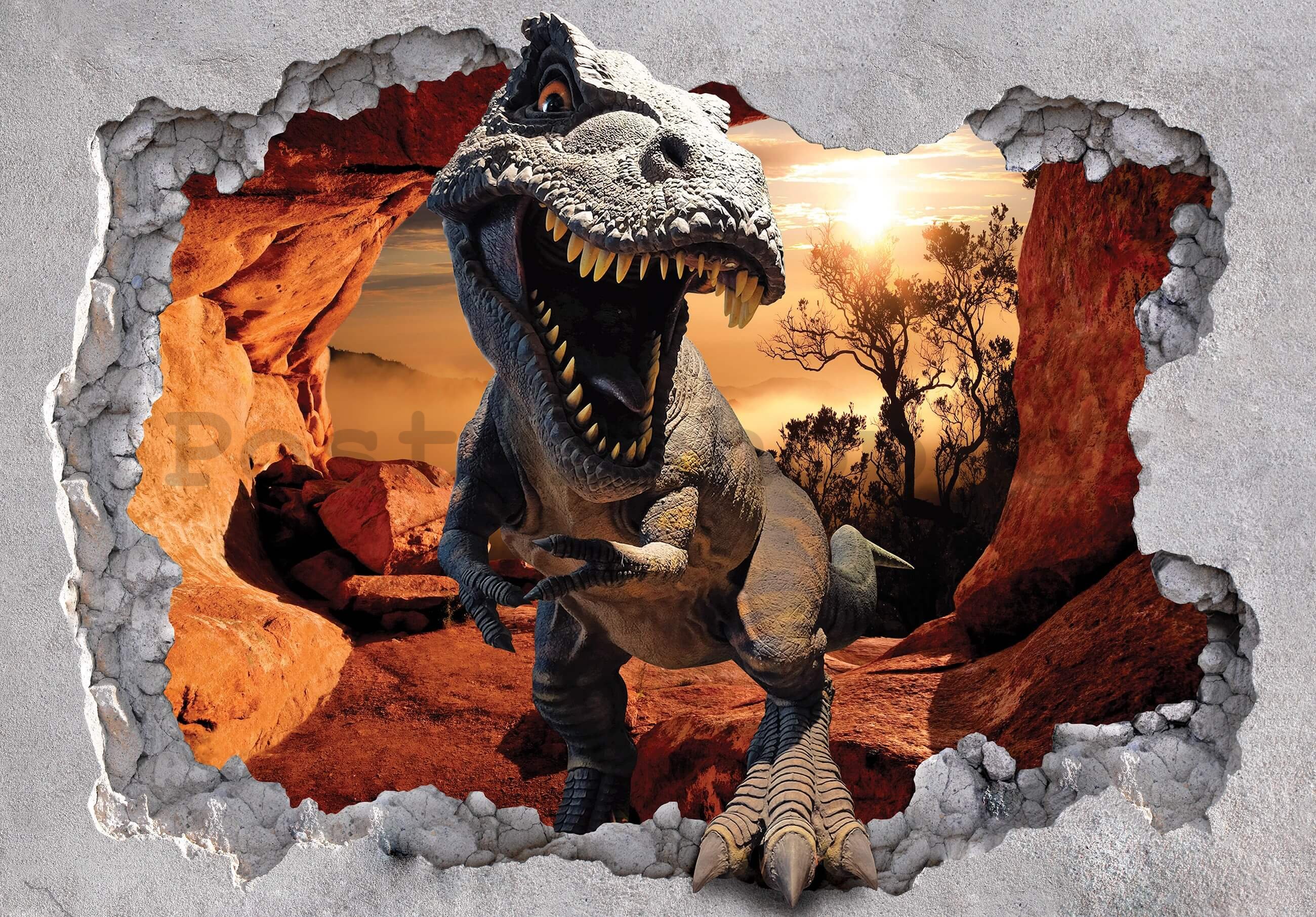 Fototapeta vliesová: Dinosaurus ze zdi - 254x184 cm