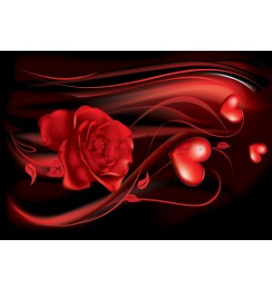 Fototapeta: Červené srdce a růže - 254x184 cm