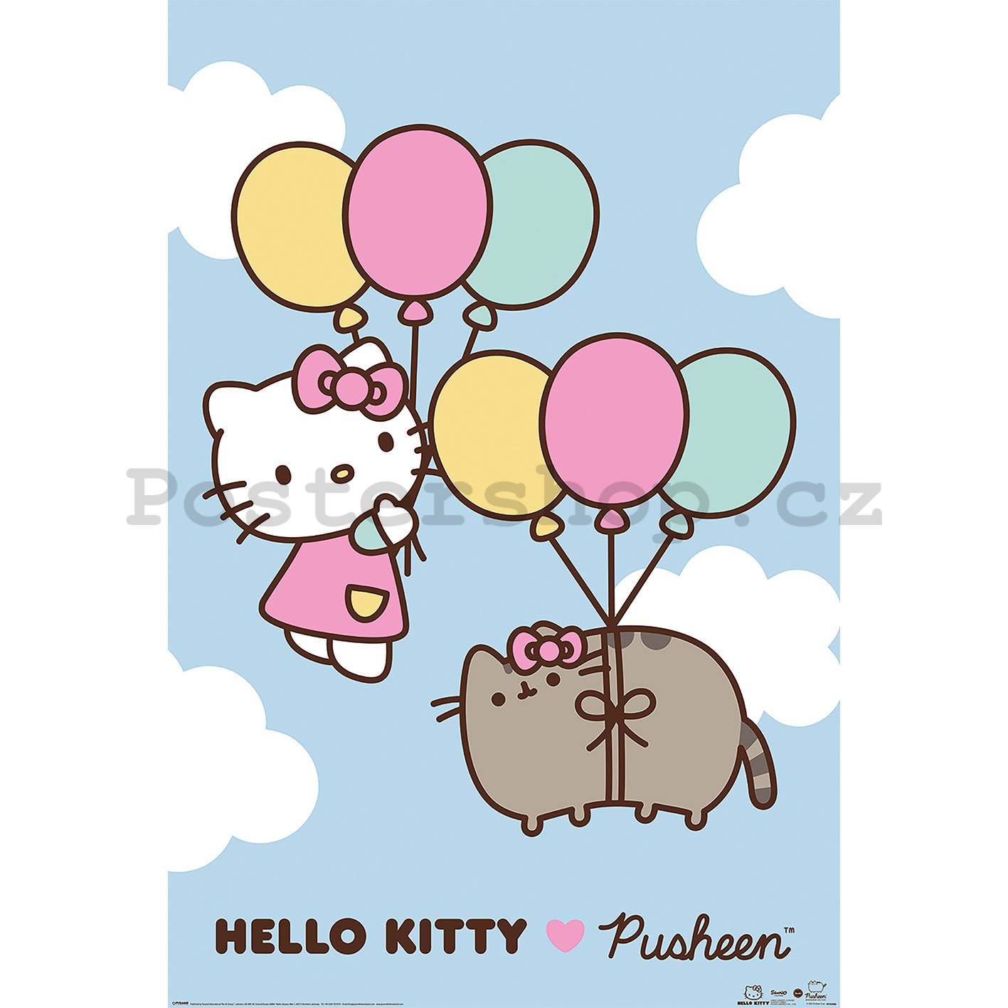 Plakát - Pusheen x Hello Kitty (Up up and Away)