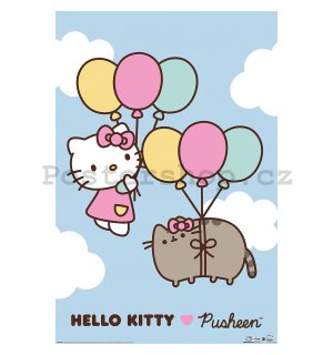 Plakát - Pusheen x Hello Kitty (Up up and Away)