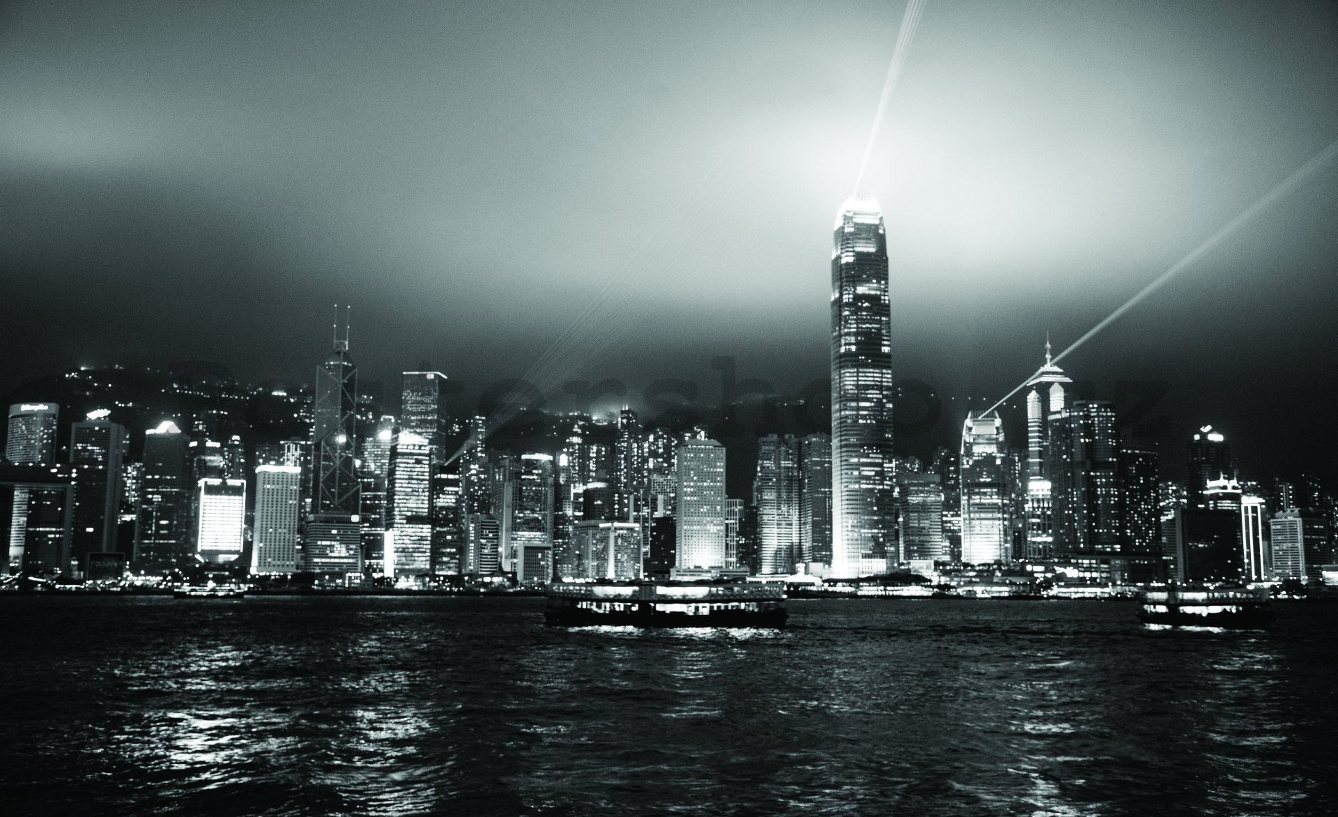 Fototapeta vliesová: Hong Kong (černobílý) - 312x219cm