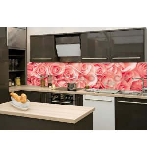 Samolepící omyvatelná tapeta za kuchyňskou linku - Růžové růže, 260x60 cm